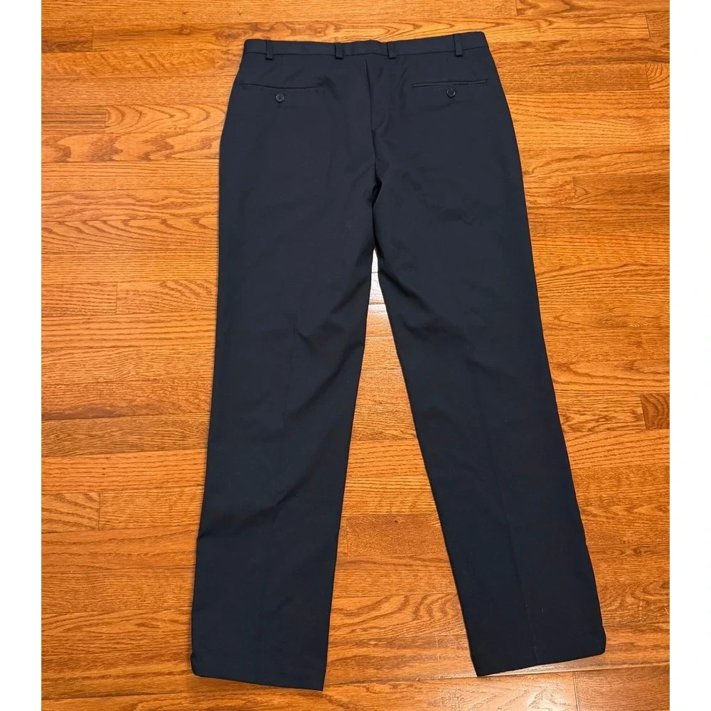 Brooks Brothers Dress Pants Mens 36x32 Navy Blue Flat Performance Polyester